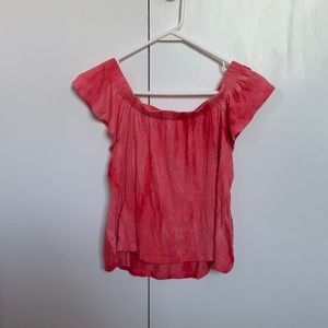 Rue 21 || Coral Ruffle Shoulder Top